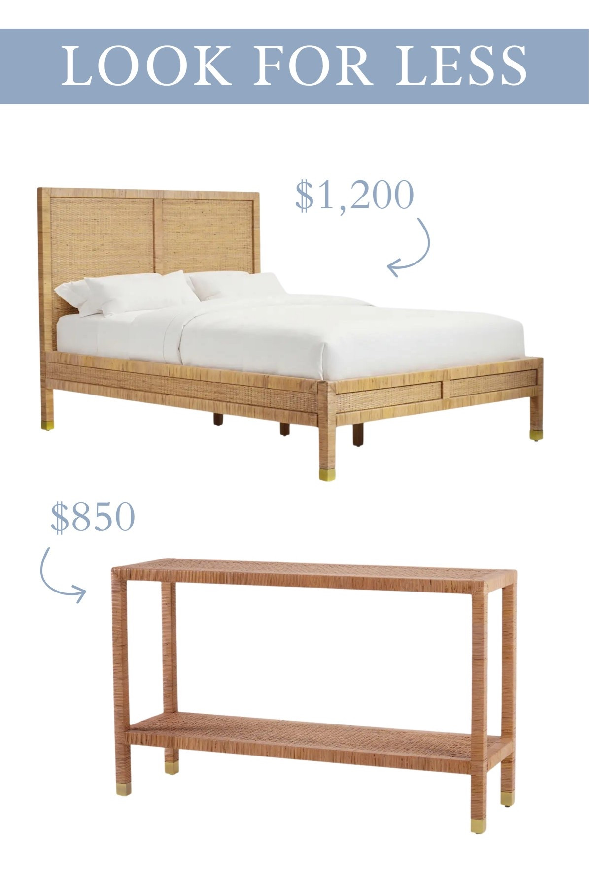 S&L look for less rattan bed & console table at a great price point!!! 🙌🏻

Home Decor, Serena and Lily, Dupe, Coastal Home, Grandmillennial

#LTKHome