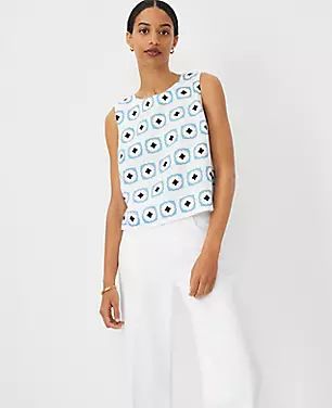 Geo Linen Blend Cropped Tank Top | Ann Taylor (US)