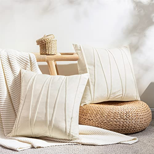 Top Finel Cream White Decorative Throw Pillow Covers 18 X 18,Soft Couch Living Room Sofa Velvet Cushion Case Pack of 2,Christmas Home Decor for Bedroom | Amazon (US)