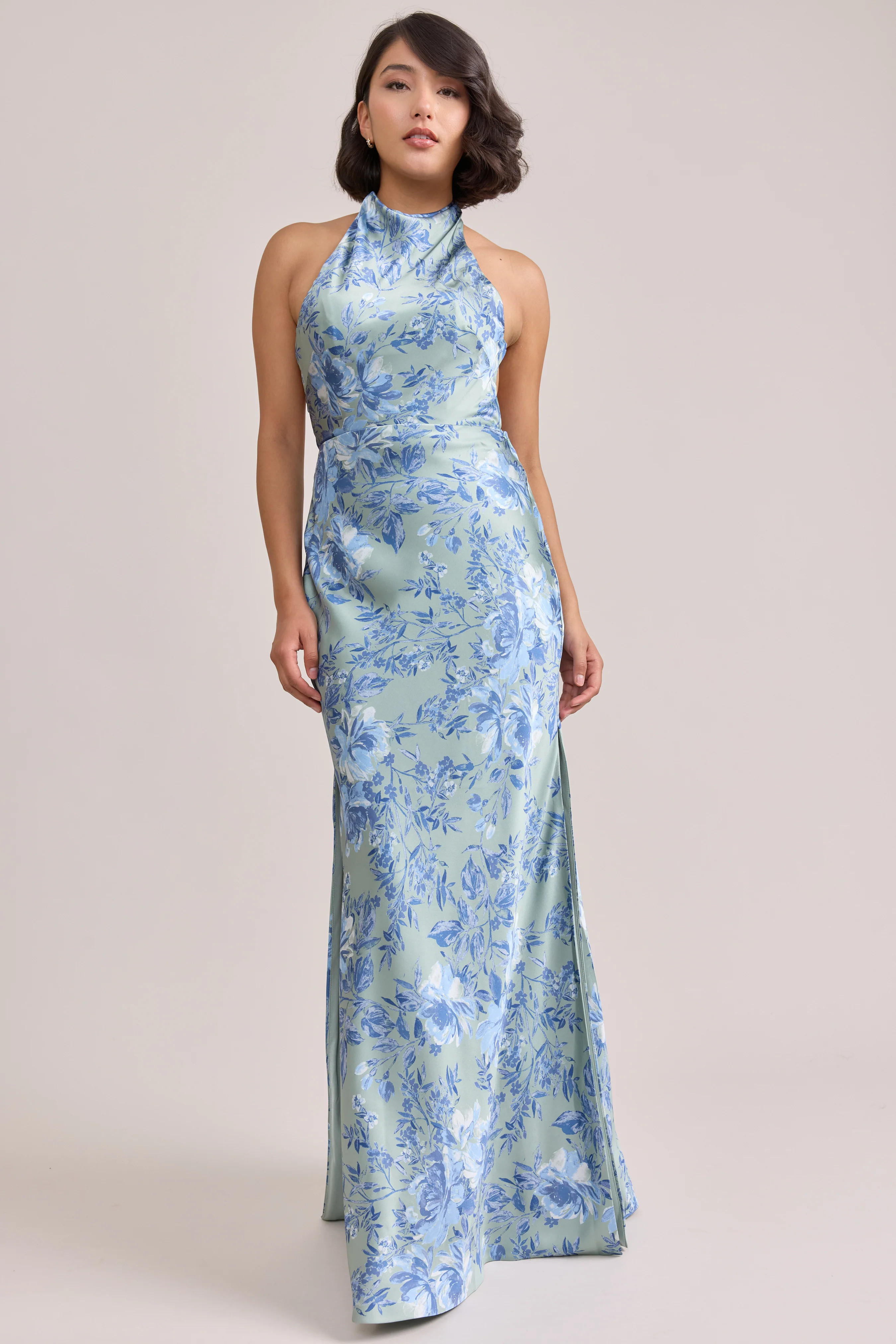 Veronica Satin Floral Print Dress | Revelry