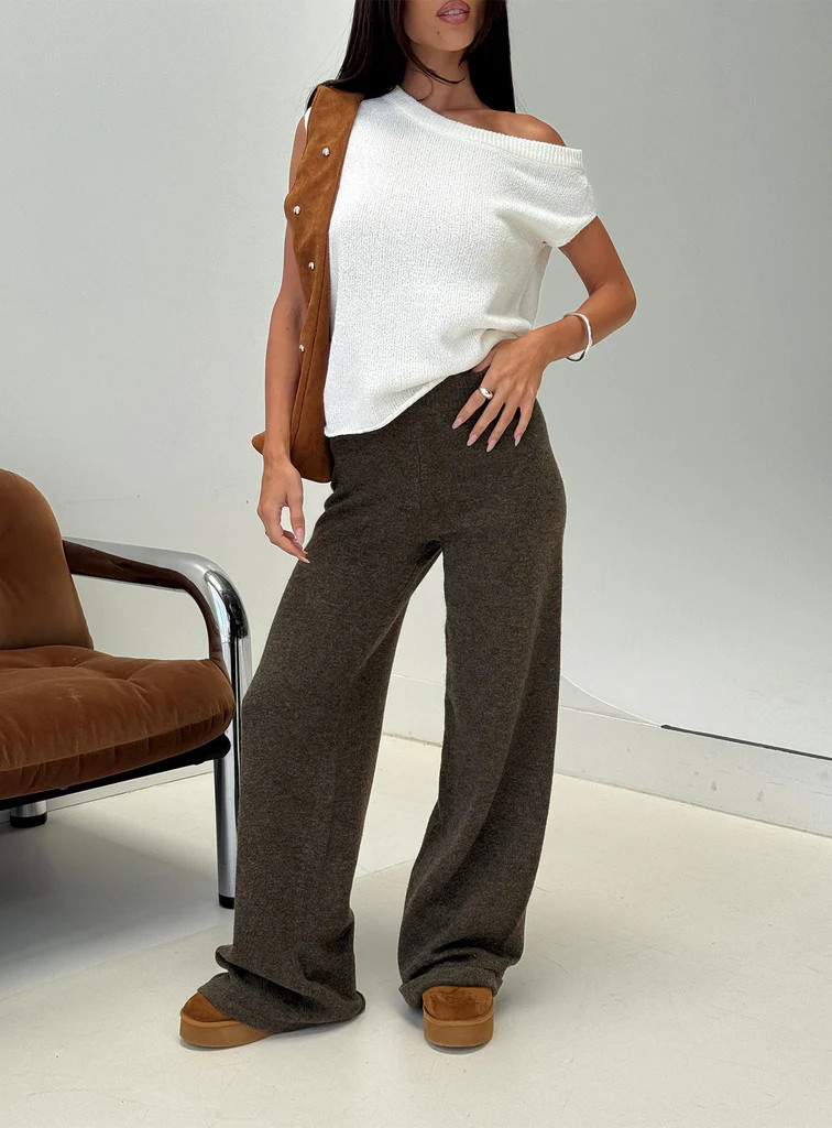 Karee Knit Pants Brown | Princess Polly US