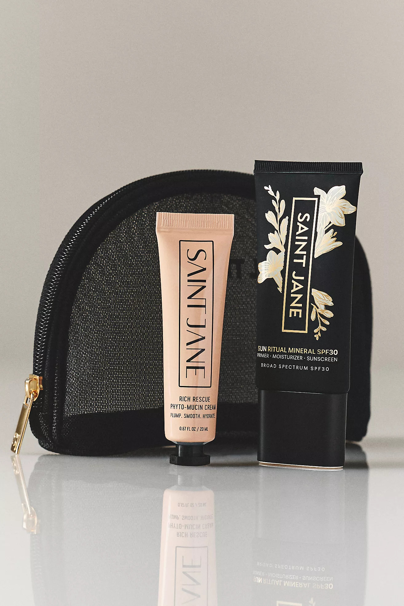 Saint Jane Sun Ritual Mineral SPF 30, Rich Rescue Phyto Mucin Cream, and Saint Jane Mesh Makeup B... | Anthropologie (US)