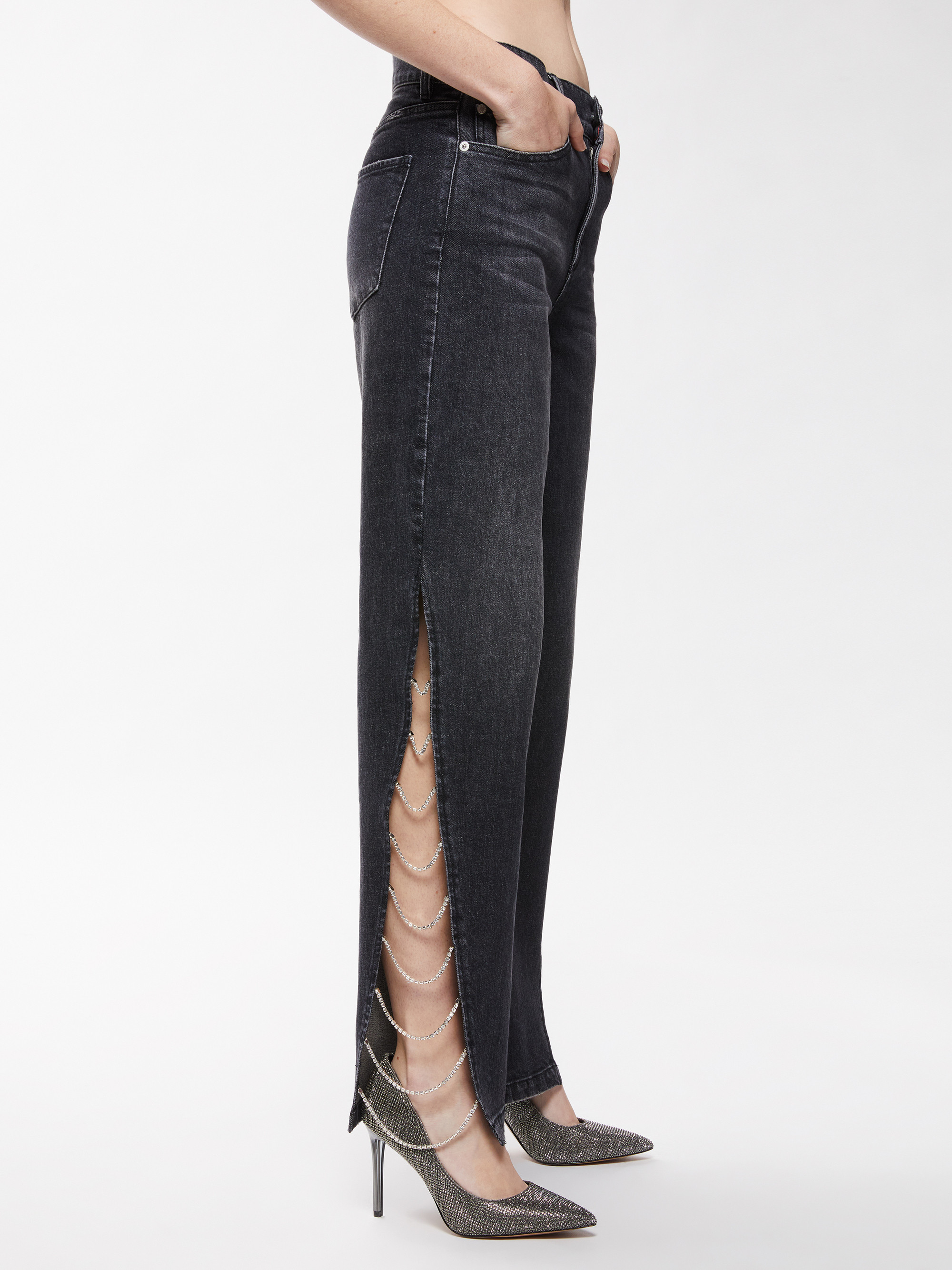 GAYLE EMBELLISHED SIDE JEAN | Alice + Olivia