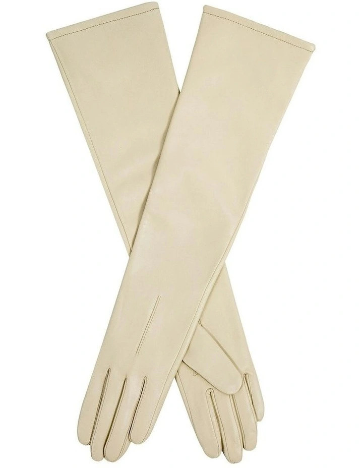 DentsLong Above-Elbow Lined Leather Gloves in Ivory | Myer