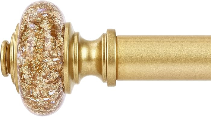 Gold Curtain Rods for Windows 48 to 84 Inch, Decorative Vintage Crystal 1'' Diameter Curtain Rod ... | Amazon (US)