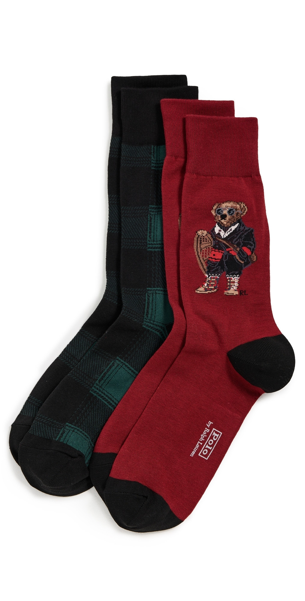 Polo Ralph Lauren Holiday Bear Socks 2 Pack Red 10-13 | Shopbop