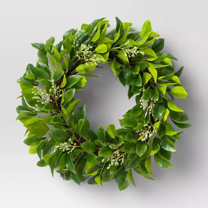 21" Artificial Leafy Wreath - Threshold™ | Target