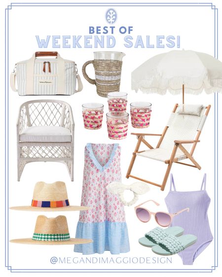 Best of weekend Memorial Day Sales outdoor beach finds!! Including this Serena & Lily outdoor dining chair that I just bought, now 20% OFF!! Can’t wait to add them to our patio!! 😍🙌🏻

Plus these beach chairs, umbrella, and cooler are all now on sale! And how cute are these pink woven tumblers?! Also have and love this scrunchie one piece swimsuit that’s now 30% off!! And these sandals are 20% OFF!! 

And I LOVE these straw hats!! 😍 now on sale (discount applied in cart!) 

#LTKsalealert #LTKSeasonal #LTKhome