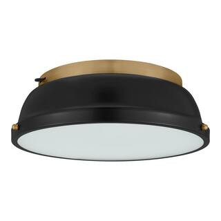 Taspen 14 in. Black and Antique Brass CCT Color Temperature Selectable LED Flush Mount Kitchen Ce... | The Home Depot