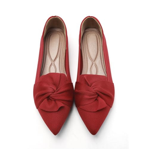 HIULYCENCE Flats for Women Pointed Toe Ballet Flats Red US8.5 | Amazon (US)