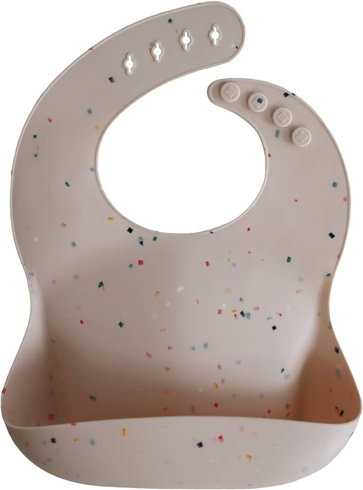 mushie Silicone Baby Bib | Adjustable Fit Waterproof Bibs (Vanilla Confetti) | Amazon (US)