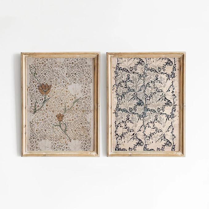 Vintage Botanical Wall Art Prints Set of 2 Antique Sketch Wall Art Decor Neutral Flower Canvas Wa... | Amazon (US)