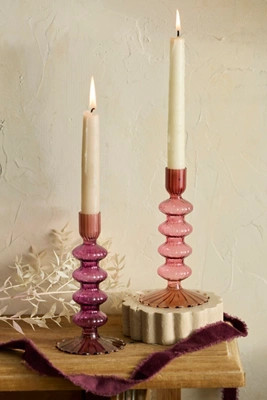 Colorful Glass Ribbed Taper Holder | Terrain