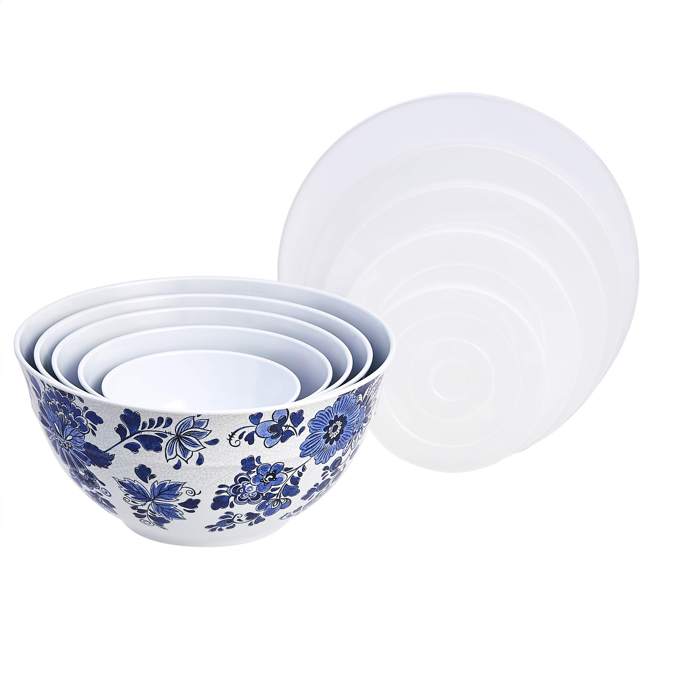 Amazon Basics Nesting Melamine Mixing Bowls with Lids and Non-Slip Base, Dishwasher Safe, Space S... | Amazon (US)