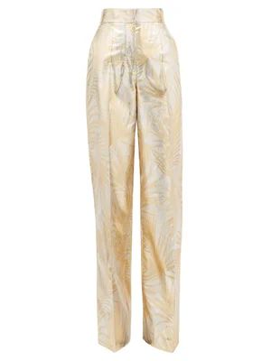 Palm-jacquard wide-leg lurex trousers | Matches (US)