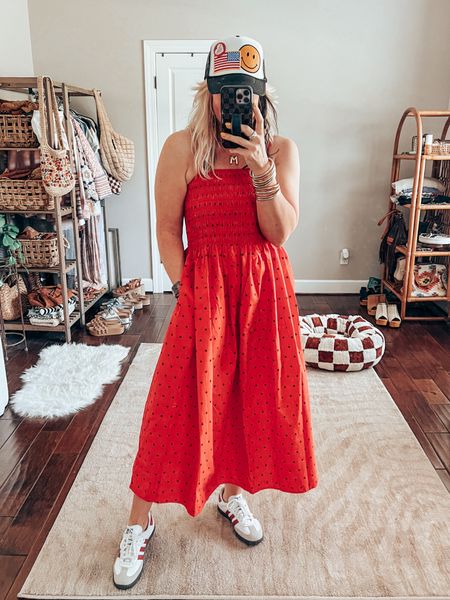 This dress is adorable! Love it for all the summer holidays! It’s perfect with a fun trucker hat too!! 
Dress M
Adidas sized down 


#LTKOver40 #LTKShoeCrush #LTKStyleTip