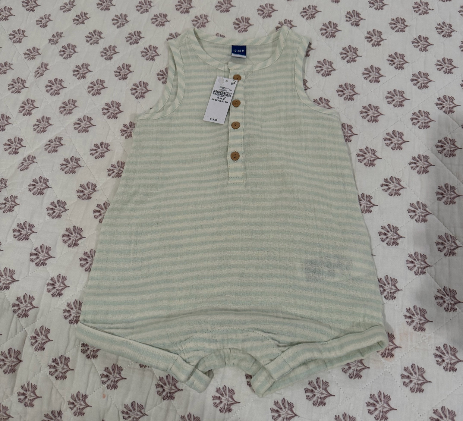Baby girl or boy Henley romper 