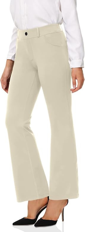 YFgohighhh Bootcut Yoga Dress Work Pants with 4 Pockets Womens, Tummy Control Workout Bootleg Pan... | Amazon (US)