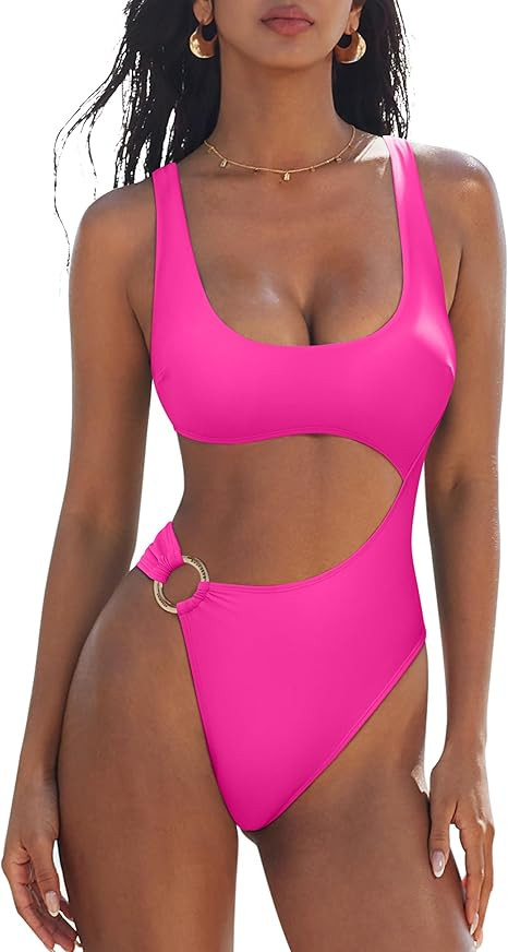 SUUKSESS Women Sexy One Piece Tummy Control Swimsuit Cutout Backless Bathing Suit | Amazon (US)