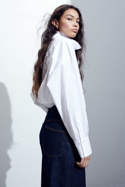 Camisa oversize de algodón - Blanco - MUJER | H&M ES | H&M (FR, IT, ES, PT, BE)