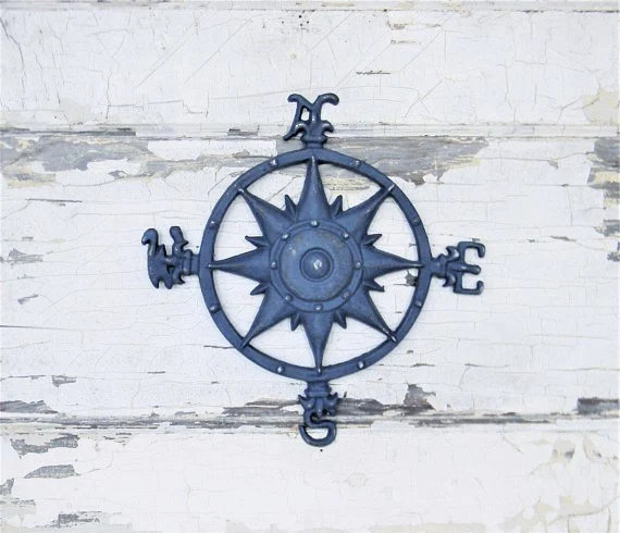 Wall Compass, Cast Iron Wall Compass, Nautical Wall Decor, Beach House Decor, Rose Compass, Compass  | Etsy (US)