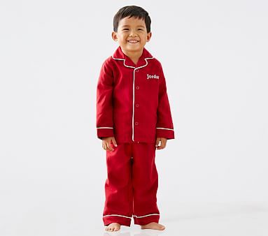 Red Solid Flannel Pajama | Pottery Barn Kids