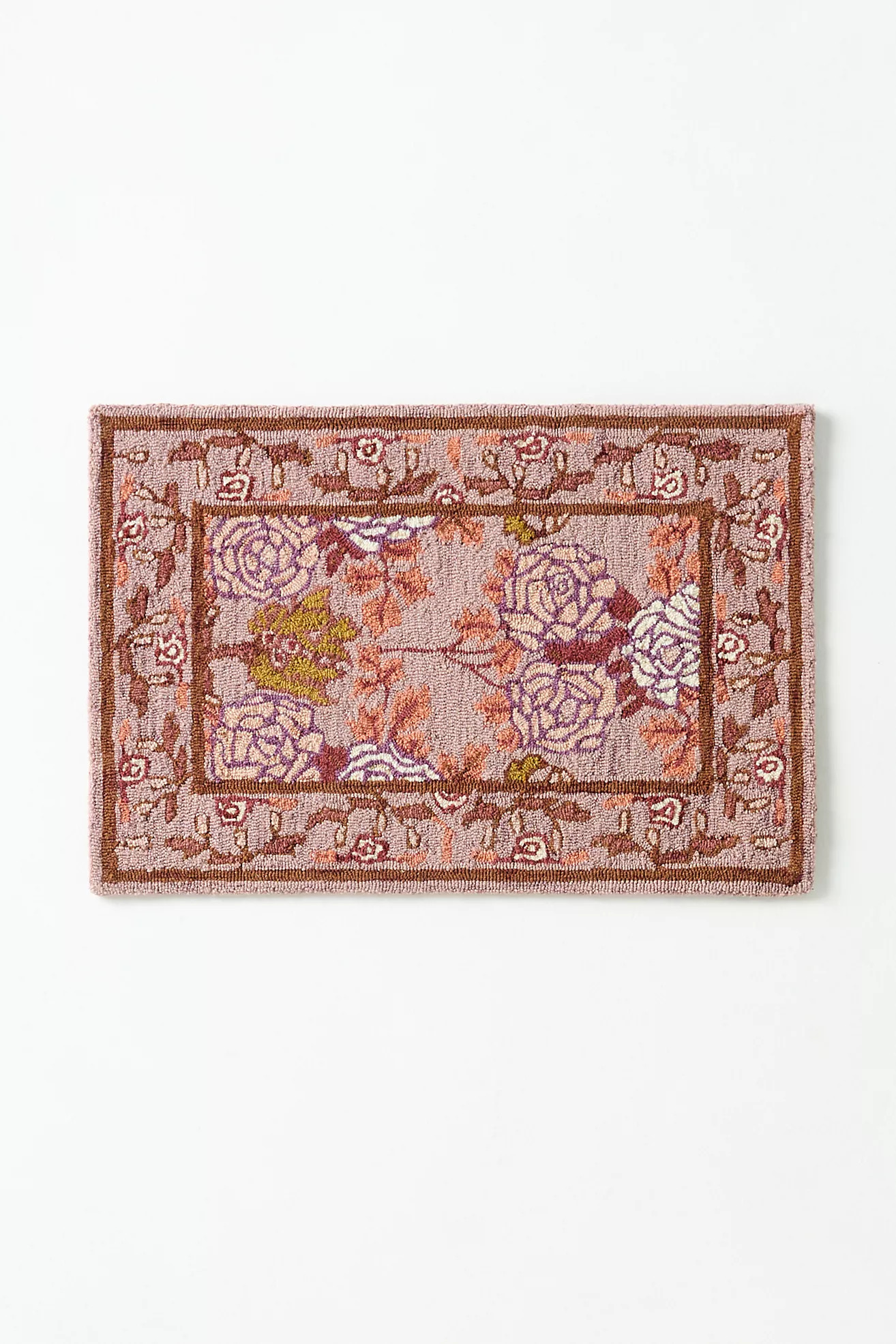 Tufted Hooked Wool Floral Border Rug | Anthropologie (US)
