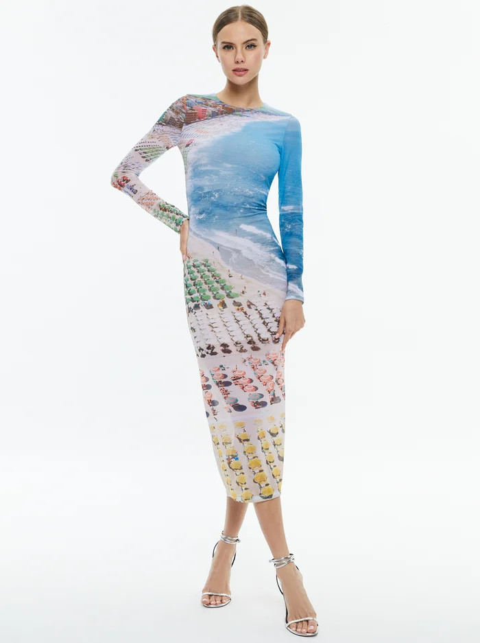 DELORA LONG SLEEVE MIDI DRESS | Alice + Olivia