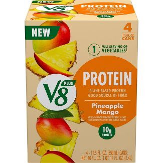 V8 +Protein Pineapple Mango Juice Drink - 4pk/11.5 fl oz Cans | Target