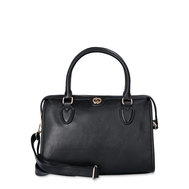 Time and Tru Women's Wyatt Satchel Handbag, Black | Walmart (US)