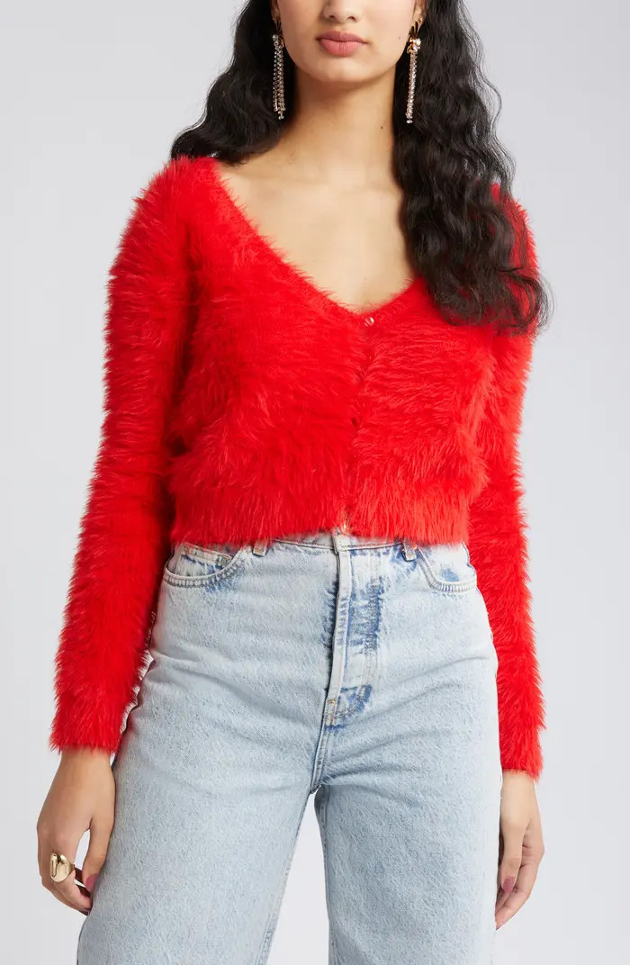 Eyelash Knit Crop Cardigan | Nordstrom