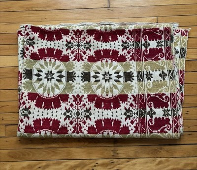 Antique Jacquard Coverlet Knit Wool 19th Century 56x85" Floral Great Condition | eBay US