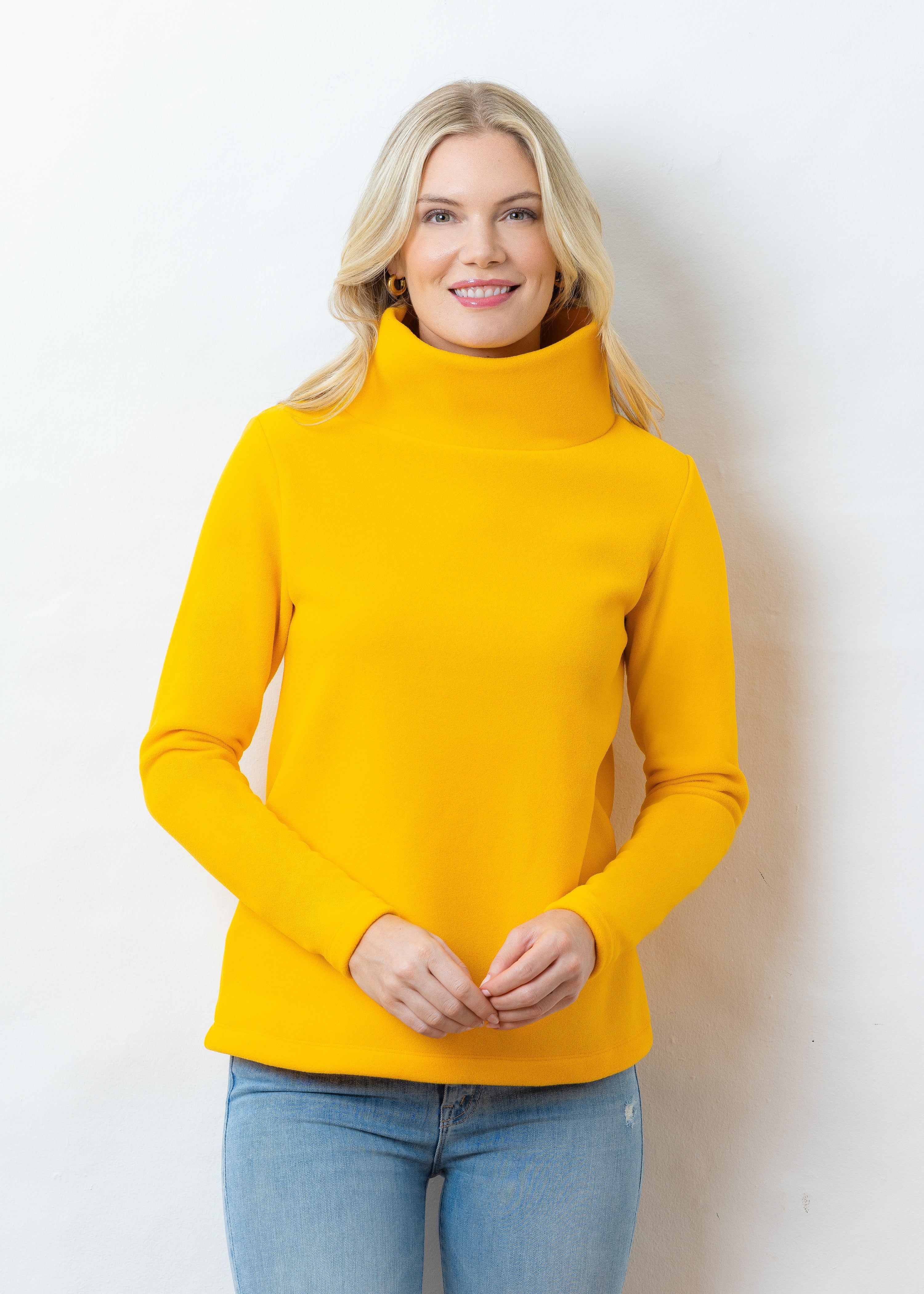 Greenpoint Turtleneck in Vello Fleece (Marigold) | Dudley Stephens