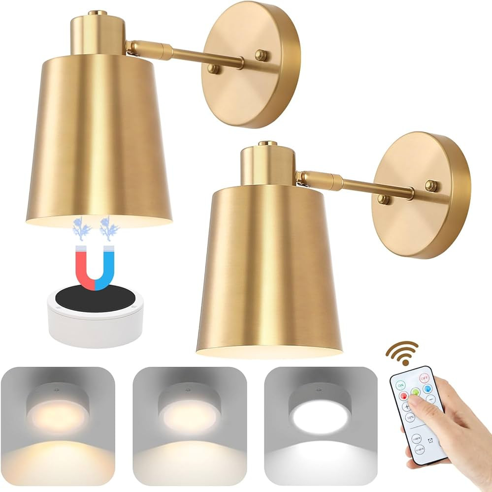 Battery Operated Wall Sconce, Wireless Battery Operated Wall Lights, Remote Control Wall Sconces ... | Amazon (US)