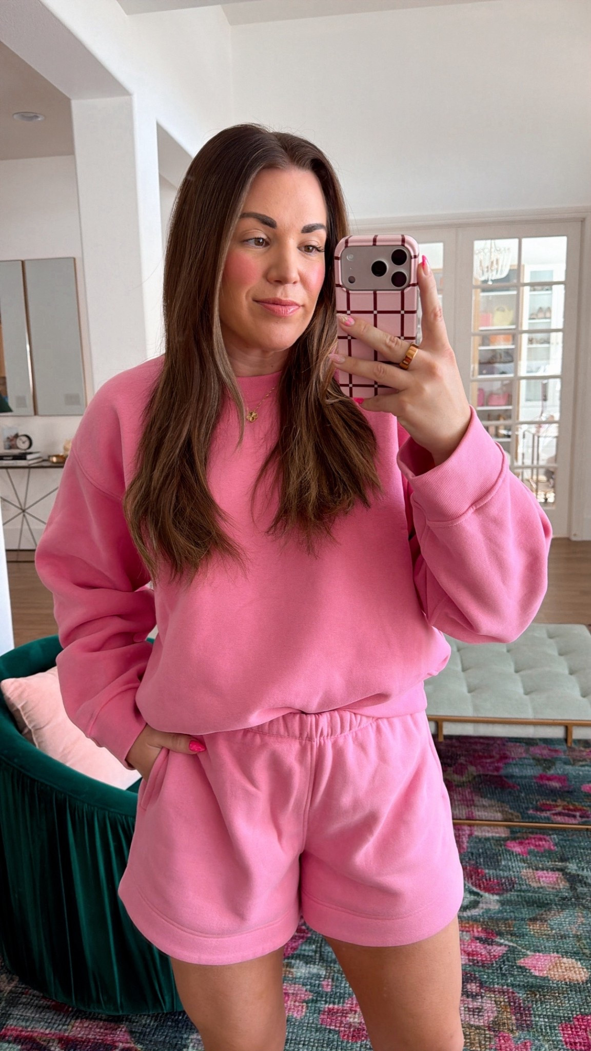 curvy midsize pink altheisure short sweat set! wearing size medium in top and bottoms. top runs big, you can size down!

#LTKMidsize #LTKActive #LTKSeasonal