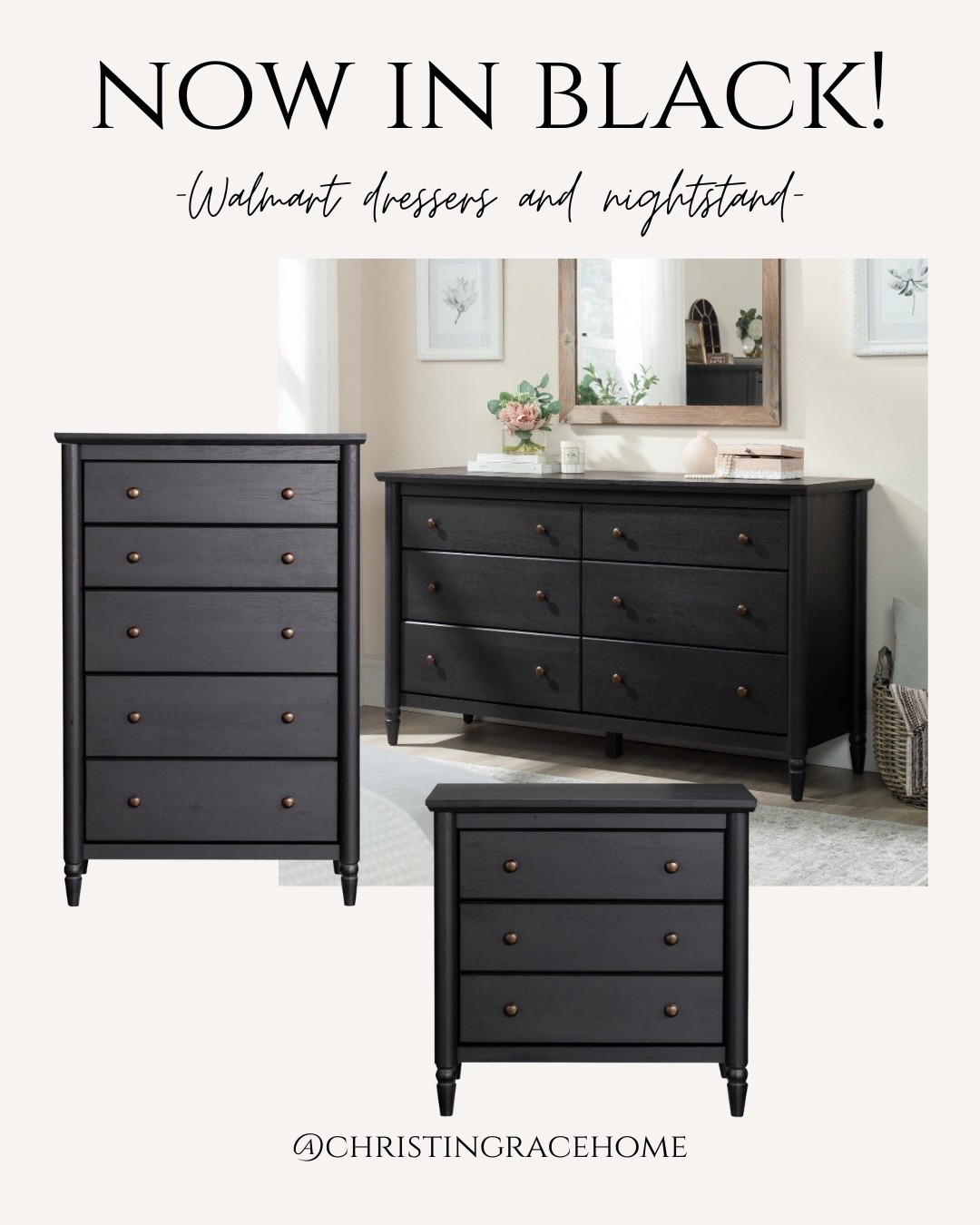 The popular Walmart dressers and nightstand now come in black! 

#LTKHome #LTKSaleAlert