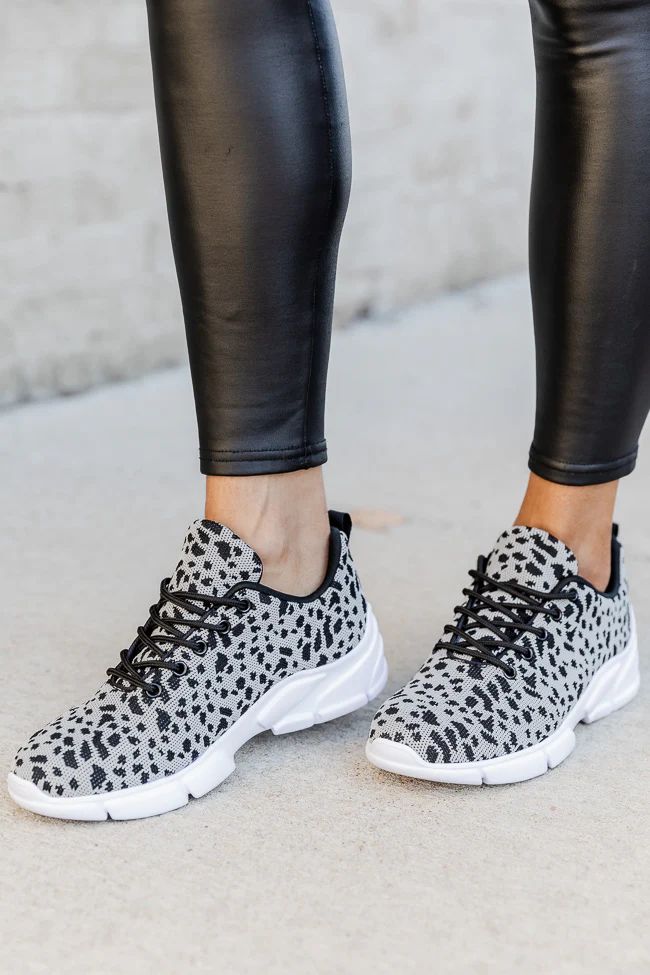 Mikala Black And Grey Leopard Print Sneakers FINAL SALE | Pink Lily