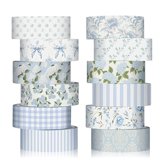 12 Rolls Watercolor Floral Washi Tape Set 15 mm Vintage Flower Decorative Masking Tape for Spring... | Amazon (US)