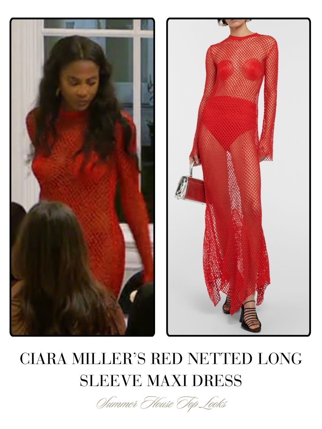 Ciara Miller’s Red Netted Long Sleeve