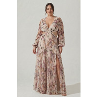 ASTR the Label | Revery Floral Long Sleeve Maxi Dress in Plus Size - Cream pink floral | Size 3X | ASTR The Label (US)