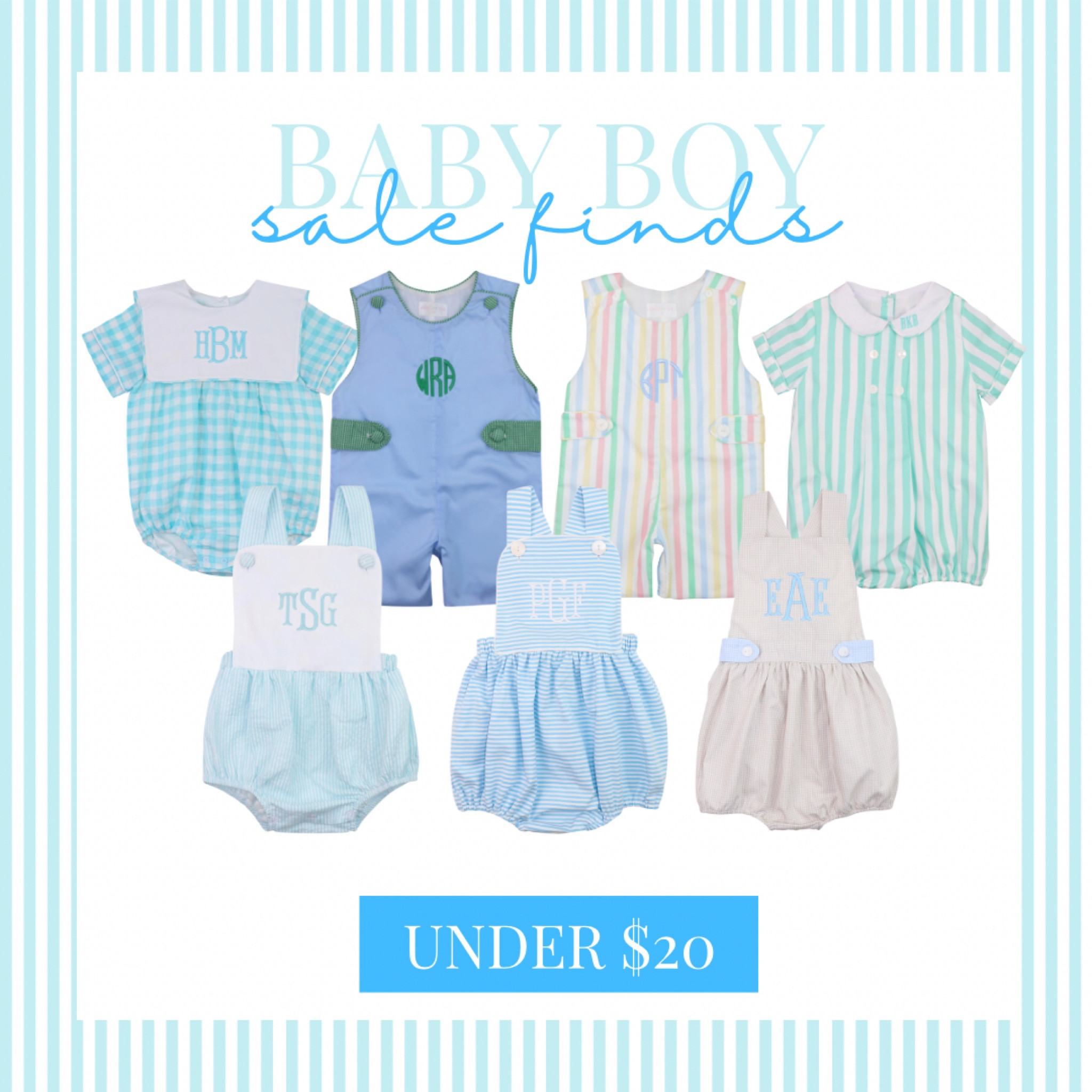 Baby Boy Sale Bubbles & Jon Jons 🩵👶 UNDER $20

smocked bubbles // sale baby clothes // monogram jon jons // sale baby clothes // baby romper // gingham bubble // boys clothes // jonjons // Cecil and Lou 

#LTKbaby #LTKkids #LTKsalealert