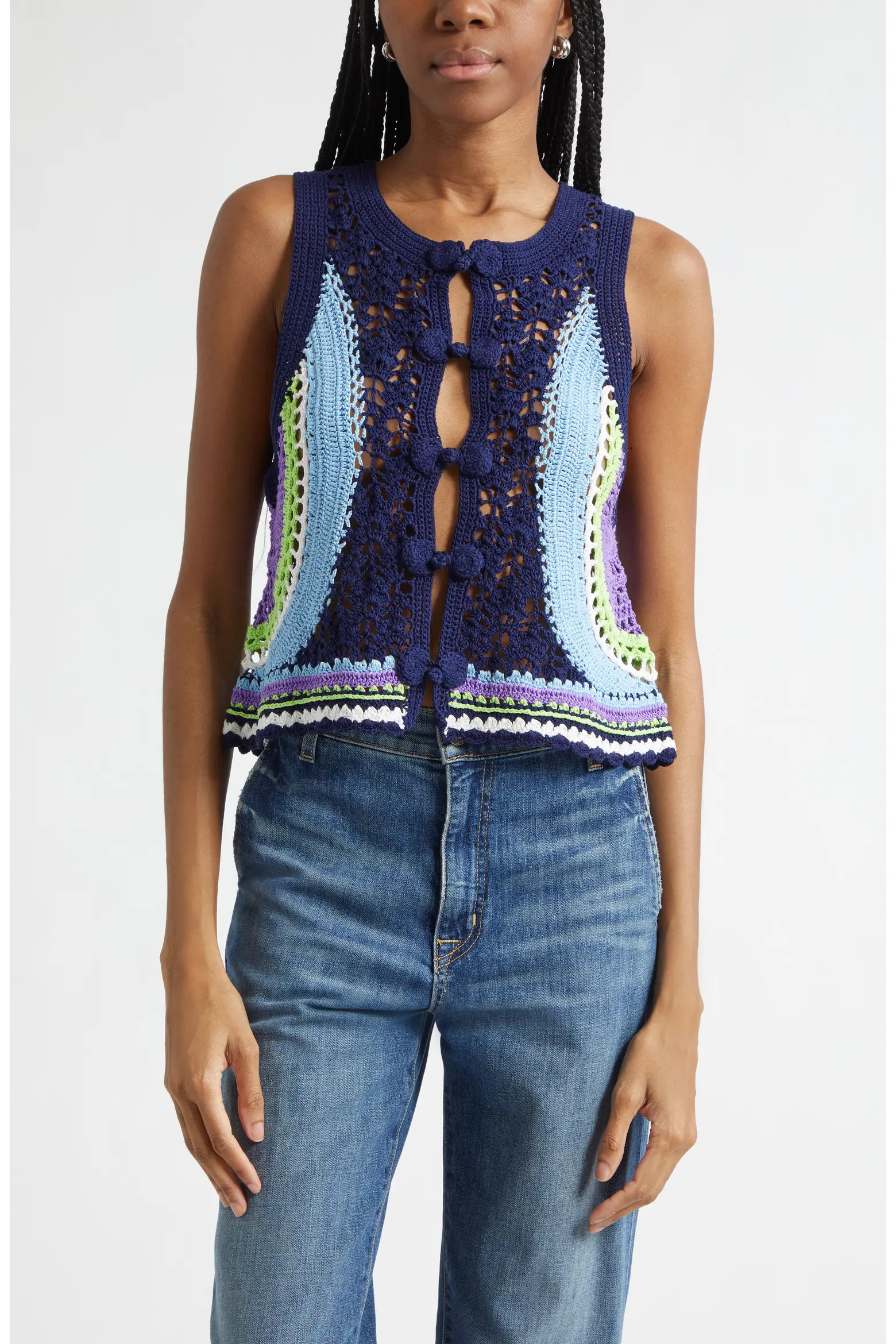Adriana Crop Cotton Crochet Vest (Women) | Nordstrom | Nordstrom