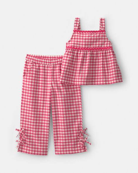 Toddler Girl 2-Piece Gingham Tank Top & Pant Set - Red | Carter's Inc
