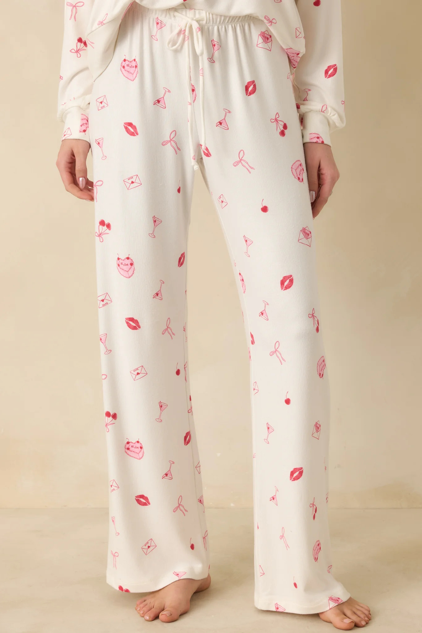 Z Supply Ivory Multi So Sweet Pajama Pants | Red Dress