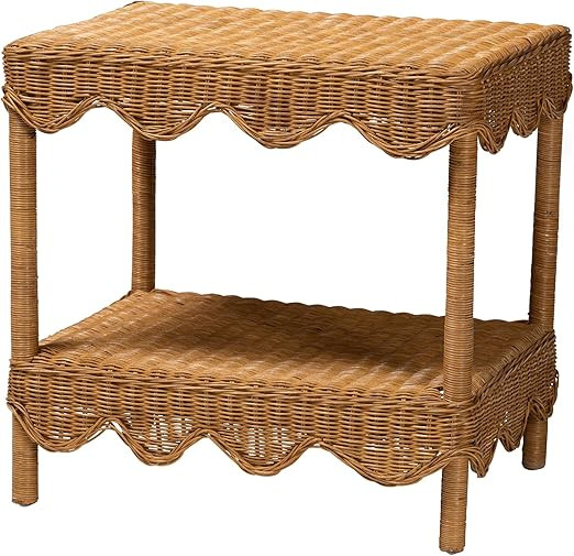 Bali & pari Oteria Bohemian Light Honey Scalloped Rattan Side Table | Amazon (US)