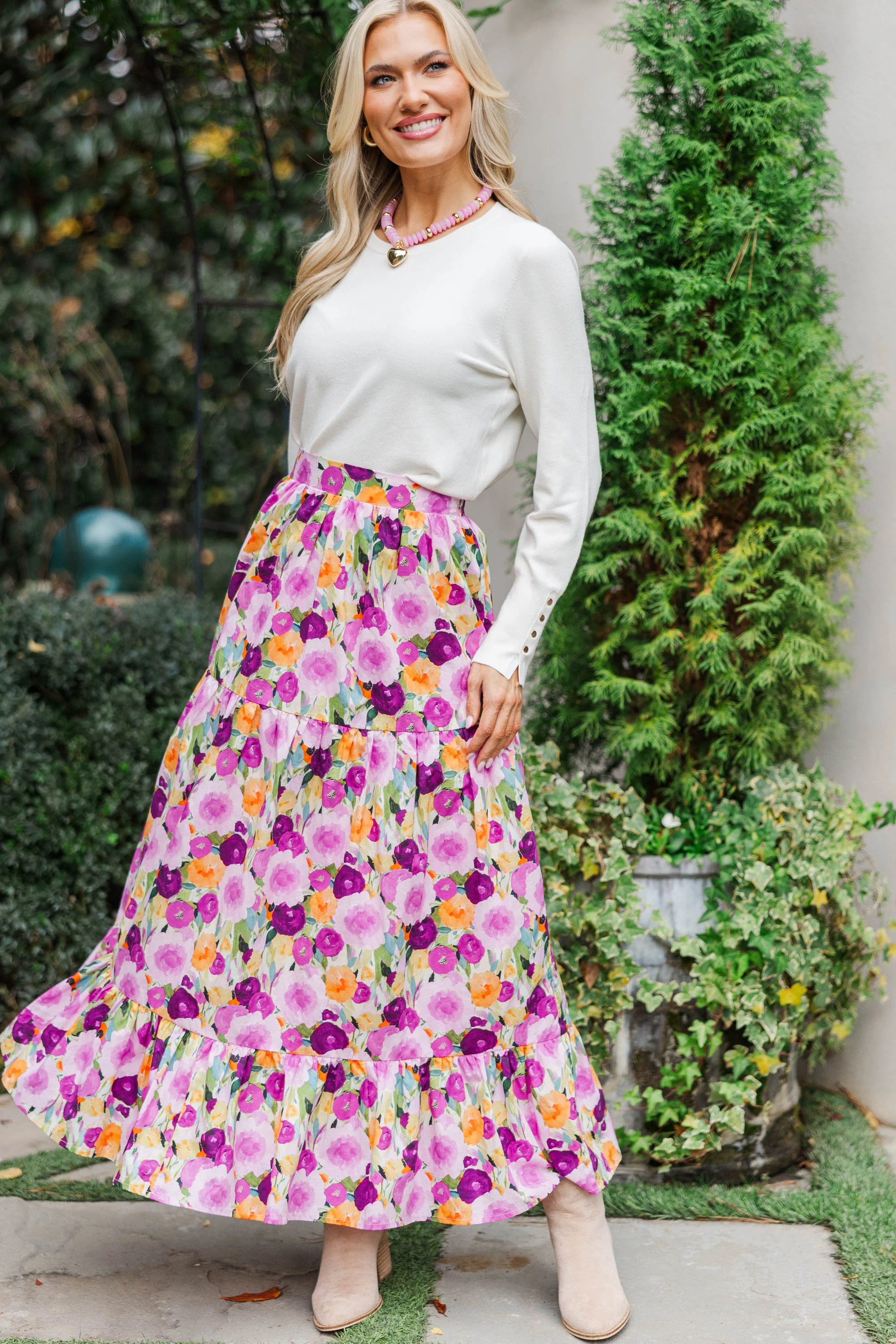 A Head Start Plum Floral Maxi Skirt | The Mint Julep Boutique