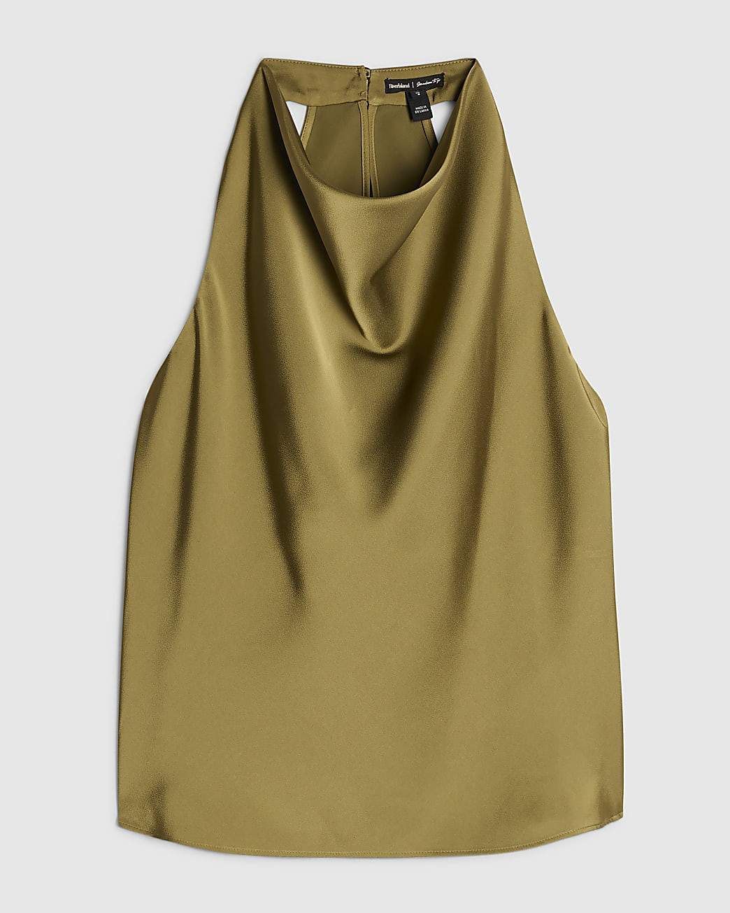 Khaki Satin Halter Neck Top | River Island UK & IE