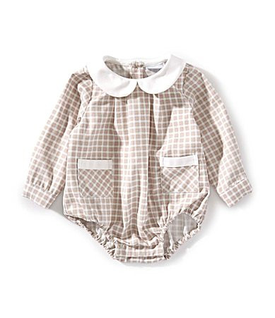 Edgehill Collection Baby Boys Long Sleeve Check Bubble Romper - Newborn | Dillard's