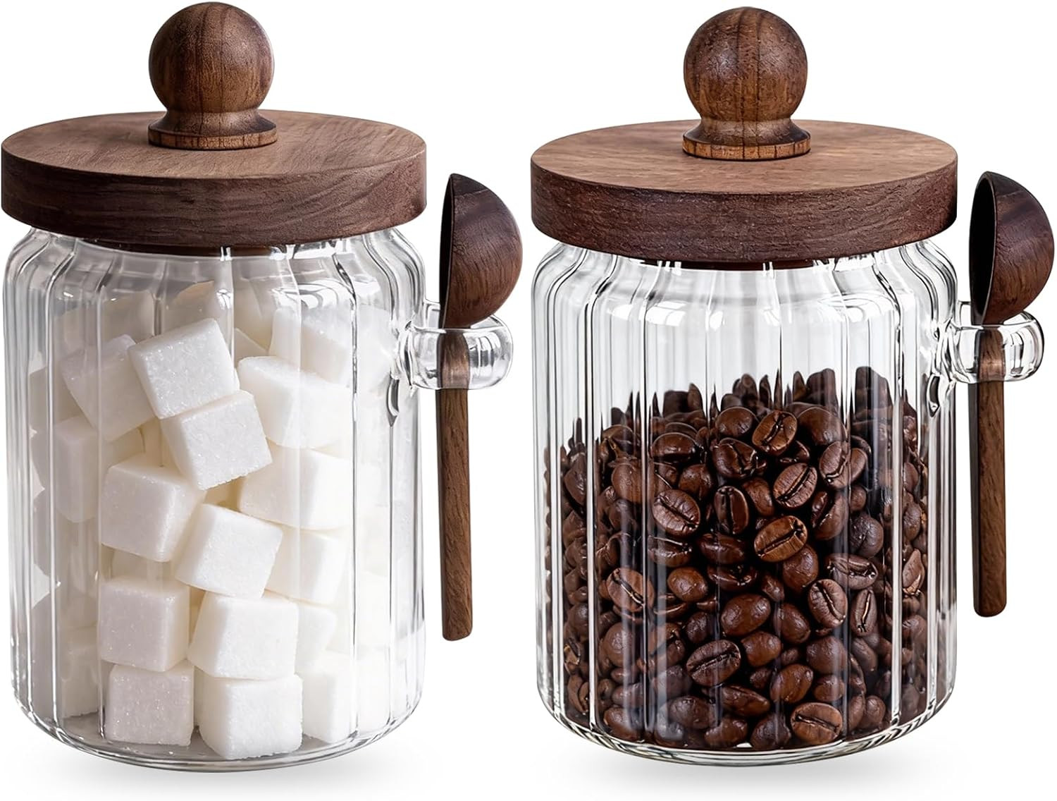 2 Pack 20oz Glass Brown Sugar Keeper Wooden Lid Canister | Amazon (US)