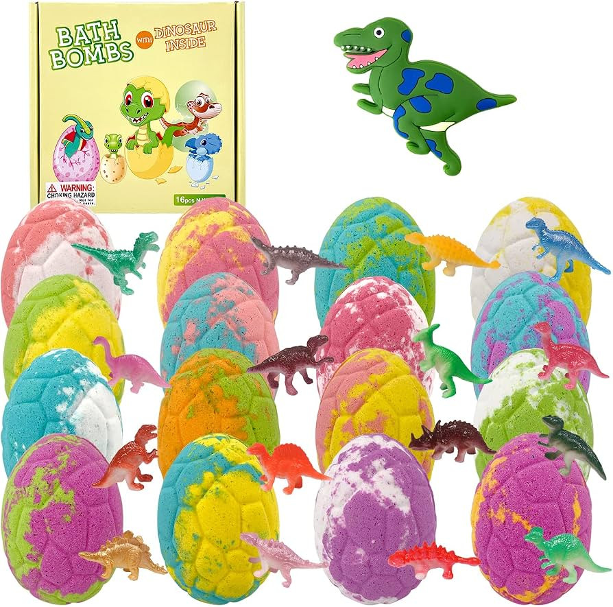 Dinosaur Bath Bombs with Surprise Inside for Kids, 16 Pack Dino Egg Bath Bombs Gift Set for Boys ... | Amazon (US)
